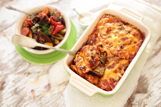 Aubergine, Spinach and Butternut Bake